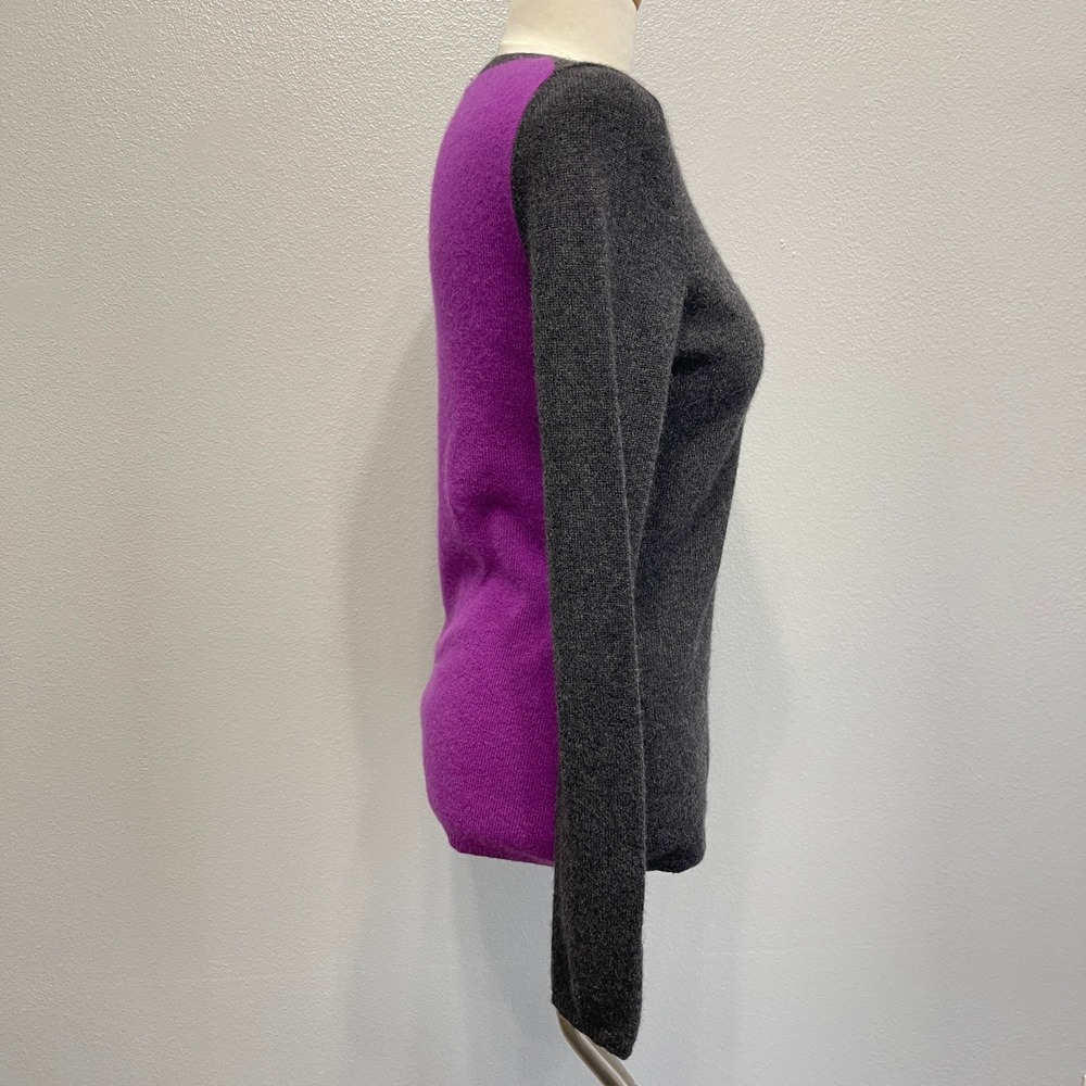 Lord & Taylor Crewneck Sweater Small Gray Purple 100% Cashmere Long Sleeve - Picture 5 of 8